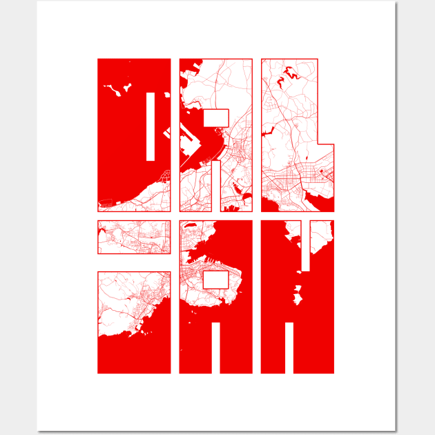 Dalian, Liaoning, China City Map Typography - Oriental Wall Art by deMAP Studio